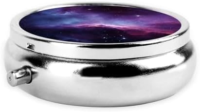 Pill Box 3 Compartment Medicine Pill Case for Pocket or Purse Mini Metal Pillcase Purple&Blue Galaxy Pill Holder Vitamin Organizer Portable Travel Pills Container to Hold Supplements Vitamins