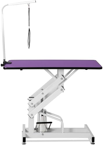 Hydraulic Pet Grooming Table, 42'' Durable Foldable Dog Grooming Table Suitable for Small Medium Large Dogs, Heavy-Duty Pet Grooming Table Drying Table with Adjustable Arms