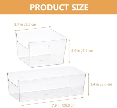 Uonlytech 2Pcs Pet Drawer Storage Boxes Small and Medium Sundry Organizing Bins for Makeup, Stationery, and Desktop Office Supplies Storage