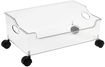 Yosoo Portable Rolling Book Box Book Organizer with Wheels Rolling Storage Cart for Students Homework Classroom Organization with Built in Wheels High Strength PET Material