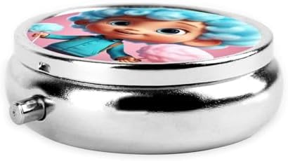 ZhongGuo Cotton Candy Printed Pill Organizer,Round Travel Pill Organizer Mini Medicine Pill Box for Purse Iron Plating
