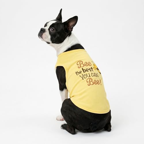 Fitwarm Bee the Best You Can Dog Shirt, Summer Clothes for Small Dogs Boy Girl, Funny Pet Outfit, Yellow, Brown, Blue, Large