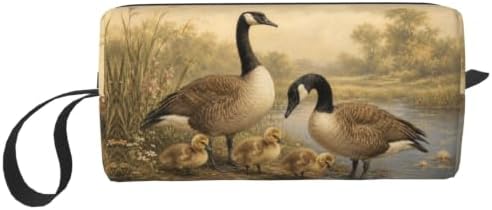 Canada Goose Family by the Pond Small Makeup Bag for Women | Double-Sided Canada Goose Family Cosmetic Organizer with Foam Padding for Women, Travel, Gym, School, and Daily Storage