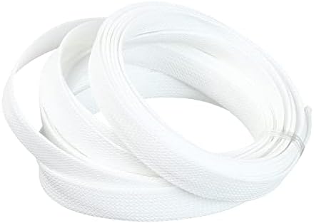 Othmro 16.4ft Length PET Flexible Expandable Braided Cable Sleeves 0.62inch Width Wire Loom Sleeving and Organizers Flexible Wire Mesh Sleeves for TV Audio PC Cords from Pets Chewing White