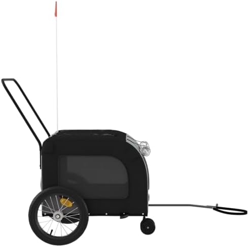 Pet Bike Trailer for Small Dogs, Foldable Bicycle Cargo Trailer with Suspension, Weather-Resistant Oxford Fabric and Iron Frame, Orange and Gray