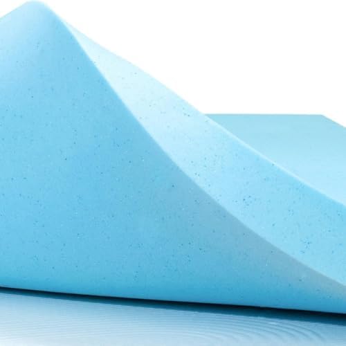 Pet Dog Bed Blue Cooling Gel Infused High Density Solid Memory Foam Pad (47x29x4 inches)
