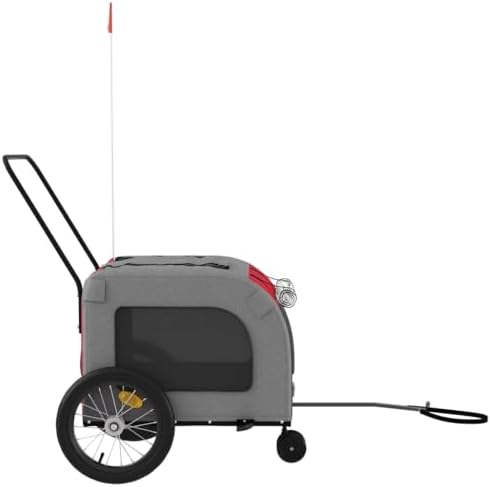 Pet Bike Trailer for Small Dogs, Foldable Bicycle Cargo Trailer with Suspension, Weather-Resistant Oxford Fabric and Iron Frame, Orange and Gray