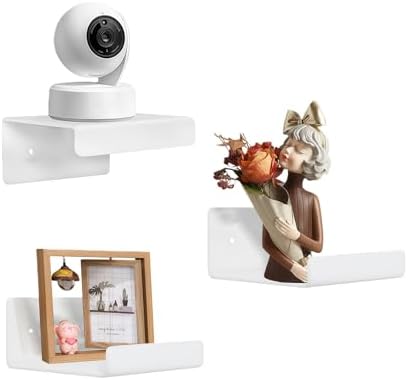 Pack of 3 Wall Mount Shelves for Security Cameras Remote Controls Modern Organization Living Room Bathroom Storage Solut