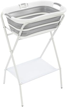 Pet Bathtub, 26x16.5x9.8in Foldable TPE Pet Bathtub with Stand, Portable Pet Washing Station with Drainage Tube, 110.23LBS Total Load Capacity, Securely Fastened Safety Belt, Bottom Storage Rack