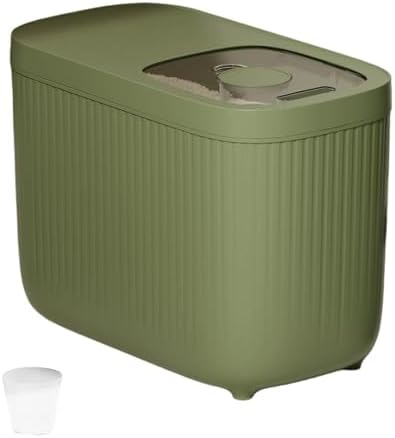 Airtight Rice Storage Container, Dry Food Dispenser with Transparent Sealed Lid for Kitchen Pantry Organization for Storing Rice, Cereal, Flour, Pet Food and Other Dry Ingredients (Green, L)