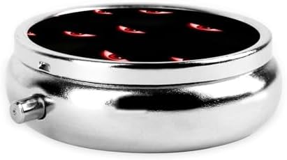 Pocket Pill Box, Waterproof Round Dispenser, Portable Mini Case for Supplements, Daily Use Organizer for Active Lifestyles, Evil Black Red Eyes