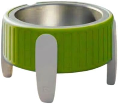 Pet Station Elevated Dog Bowl Stand for 6.8 in. Bowls - 3D Printed Dog Feeder - Adjustable Height Legs and Magnetic Fridge Mount Feeding Station - Made in USA (Green, Bowl + Small Legs)