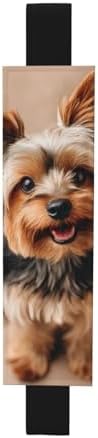 Cute Pet Yorkie Leather Pen Holder Bookmark with Elastic Band, PVC Notebook Pen Sleeve Case, Portable Pencil Pouch Bookmark
