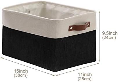 DECOMOMO Storage Bins, Large Fabric Storage Baskets for Shelves 4 Pack | 15 x 11 x 9.5 inches Decorative Linen Closet Organizers (Black & White)