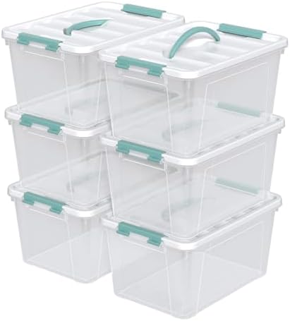 Zopnny 14-Qt Storage Bin with Lid, Stackable Latch Box with Handle, 6-Pack