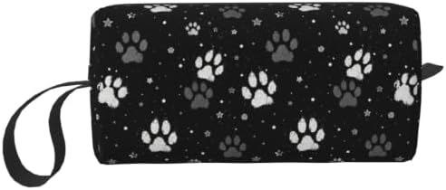 Vintage Pet Paw Print Makeup Bag for Women with Wrist Strap | Durable 600D Oxford Fabric, Impact-Resistant & Compact, Travel Cosmetic & Makeup Organizer for Gym & Daily Use