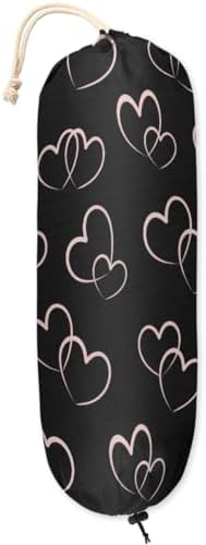 Pardick Plastic Bag Holder Black Heart Wall Mount Grocery Bag Holder Wasgable Plastic Bag Dispenser Garbage Bag Organizer for Home Kitchen Decor, Gifts for Women Mom Family Friends
