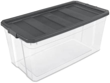 Sterilite 9-Pack Modular Stacker Box, Durable Clear Plastic Storage Bins with Latching Lids, 200 Quart - Stackable Organizing Container Boxes for Closet, Bathroom, and Office