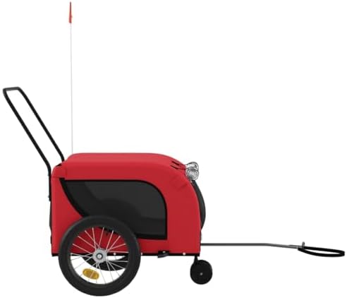 Pet Bike Trailer for Small Dogs, Foldable Bicycle Cargo Trailer with Sturdy Iron Frame, Weather-Resistant Oxford Fabric, Safety Flag and Reflectors, Easy Attachment