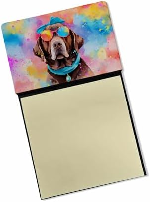 Caroline's Treasures Chocolate Labrador Hippie Dawg Sticky Note Holder Refillable Dispenser Self-Sticky Note Pads, Memo Pads Blank Desk Accessories