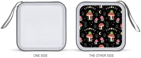 40-Disc CD/DVD Protective Case Frog Mushroom, Hard Plastic Binder with Zipper, Portable Storage Organizer for Travel Office