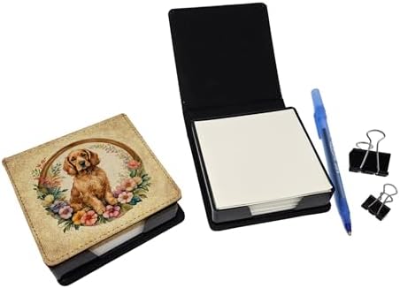 Caroline's Treasures Cocker Spaniel and Flowers PU Leather Note Paper Holder with Artist-Designed Cover, Desk Accessory, Office Gift