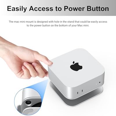 Mac mini M4/M4 Pro Stand, Aluminum Cooling Mount with Power Button Access | Aluminum Mac mini M4 Stand with Cooling Design, Power Button Access, Anti-Slip Pad, Compatible with 2024 Mac mini M4/M4 Pro