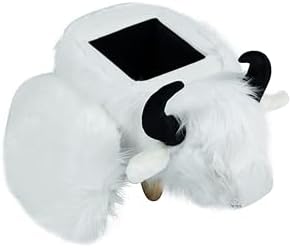 Home 2 Office Harry The Cow Ottoman with Storage for Bedroom Playroom or Recreation Room Decor Soft Animal-Shaped Furniture with Wooden Legs White