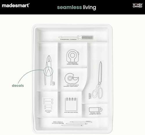 madesmart Classic Junk Drawer Organizer, White