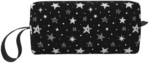 Cute Doodle Stars Makeup Bag for Women with Wrist Strap | Durable 600D Oxford Fabric, Impact-Resistant & Compact, Travel Cosmetic & Makeup Organizer for Gym & Daily Use