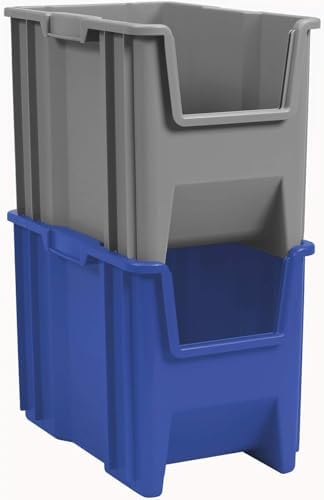 Akro-Mils Stak-N-Store Stackable Storage Bins, 17.5"x11"x12.5", Clear, 4-Pk