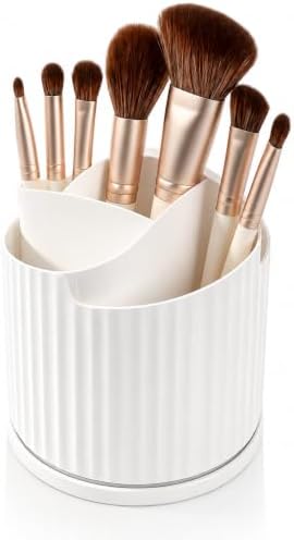 Anyoifax 360 Rotating Makeup Brush Holder Make Up Brushes Organizer, White