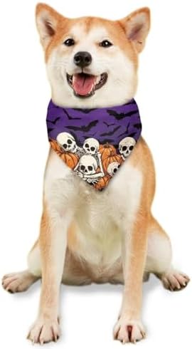 Howilath Halloween Skull Pumpkin Dog Bandana Triangle Bibs Scarf Accessories Puppy Triangle Bandana for Small Medium Large Pet