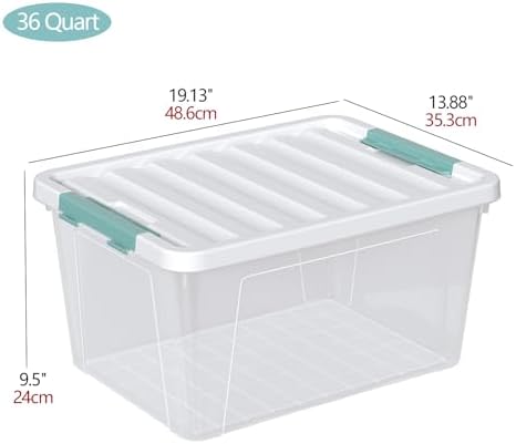 Sandmovie 36 Quart Large Clear Storage Bins, Plastic Storage Box, 6 Packs