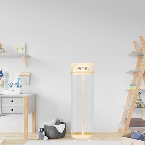 Toy Box Transparent Toy Organizer Portable Stable Collectibles Bin Plush Storage Basket for Kids Bedroom Household Balls Book, yellow S