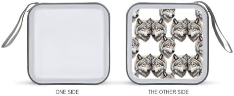 Portable 40-Disc CD Storage Binder Wolves Love, Hard Case Wallet with Handle, Protective Organizer for Movies Music Travel