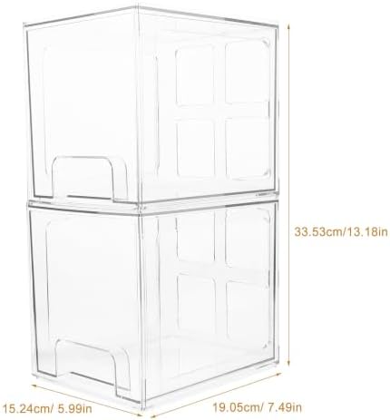 Makeup Organizer Box with Drawers, Large Storage Capacity 2 Pcs Pet Cosmetic Storage Container, Easy to Clean Desktop Cosmetic Organizer for Vanity or Bathroom