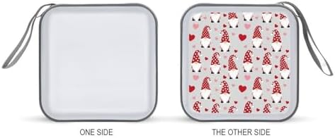 DVD Storage Binder for 40 Discs Love Heart Gnome Pattern, Hard Shell Protective Wallet with Handle, Portable CD Organizer for Car Travel