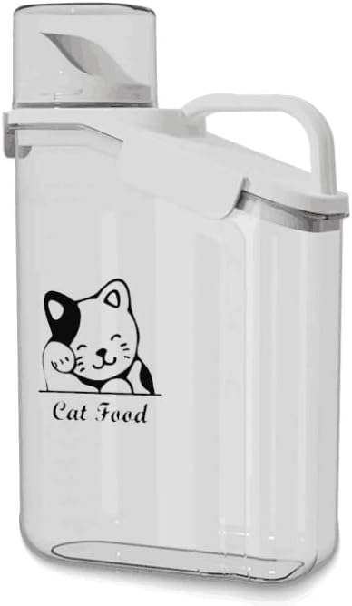 Cat Food Storage Container Airtight |3 Qt/2.8 L Clear Plastic Cat Puppy Food Treats Container with Measuring Cup|Hold up to 3.8 lbs of Pet Food|Portable Food Containers for Travel| BPA Free