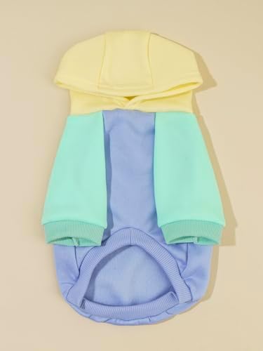 QWINEE Basic Dog Hoodie Sweatshirt Puppy Sweater Warm Cat Costumes Pet Clothes for Chihuahua Puppy Kitten Small Medium Dogs Yellow and Blue X-Small
