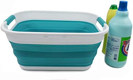 SAMMART 17.5L (4.6 Gallon) Collapsible/Foldable/Pop Up/Portable Washing Tub, Water Capacity 13.5L/3.5 Gallon (1, Bright Blue)