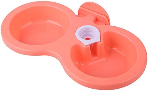 Zerodis Puppy Double Bowl, Puppy Double Bowl Stainless Steel Dog Bowl Pet Cat Dog Puppy Double Bowl Hanging Food Water Feeder for Crate Cage Small ()