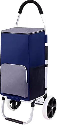 Grocery Shopping Cart on Wheels with Insulated Waterproof Bag and Collapsible Frame