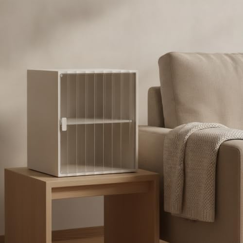 Storage With Door Organizer Drawer And Shelf Ribbed Front Pet Pp Structure Space Saving Layout With Side Handle Suitable for bedroom living room office apartment , color to 2 , Modern Minimalist