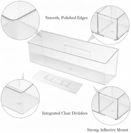 Partitioned Storage Box, Clear PET Plastic Organizer with Dividers for Bathroom Shelf and Drawer, Keeps Small Items Sorted and Visible (1 PC)