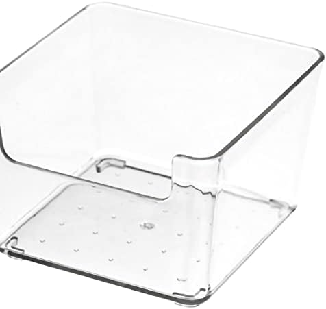 Acouto Drawer Storage Trays Transparent Plastic Drawer Storage Divid Box for Kitchen Large Rectangle Clear Box – PET Material, Stackable, Dividers, Fits Standard Drawers (14.5 X .5 X (Small Square