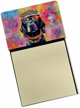 Caroline's Treasures Black Labrador Hippie Dawg Sticky Note Holder Refillable Dispenser Self-Sticky Note Pads, Memo Pads Blank Desk Accessories