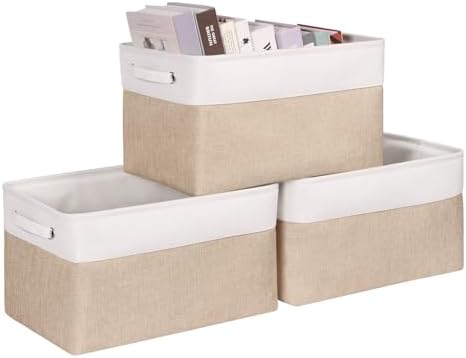 Fabric Storage Bins for Shelves, Rectangle Storage Basket, 3 Pack