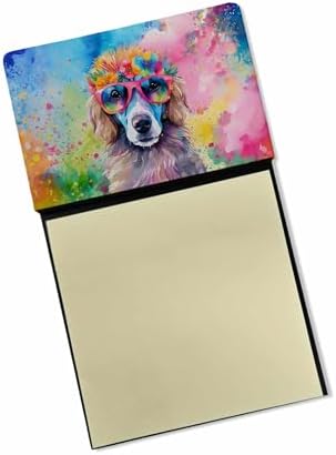 Caroline's Treasures Poodle Hippie Dawg Sticky Note Holder Refillable Dispenser Self-Sticky Note Pads, Memo Pads Blank Desk Accessories