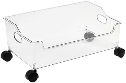 Yosoo Portable Rolling Book Box Book Organizer with Wheels Rolling Storage Cart for Students Homework Classroom Organization with Built in Wheels High Strength PET Material